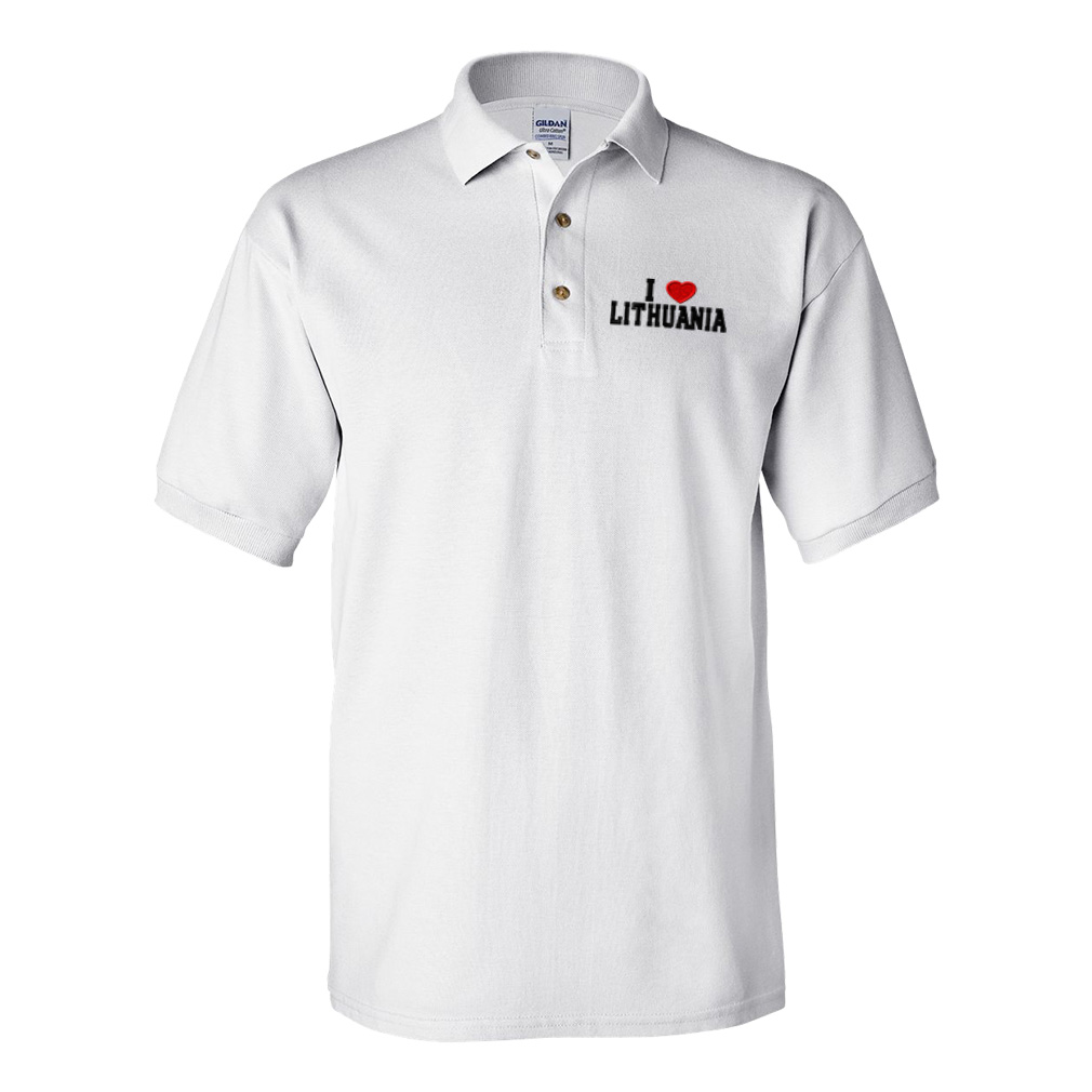 Polo Shirts for Men I Love Lithuania Cotton Short Sleeves Golf Tees - Picture 10 of 11