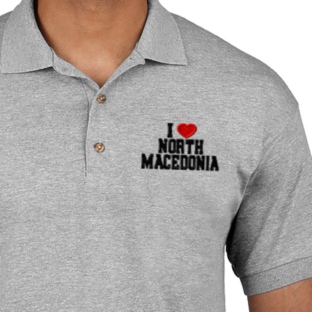Polo Shirts for Men I Love North Macedonia Cotton Short Sleeves Golf Tees - Picture 3 of 11