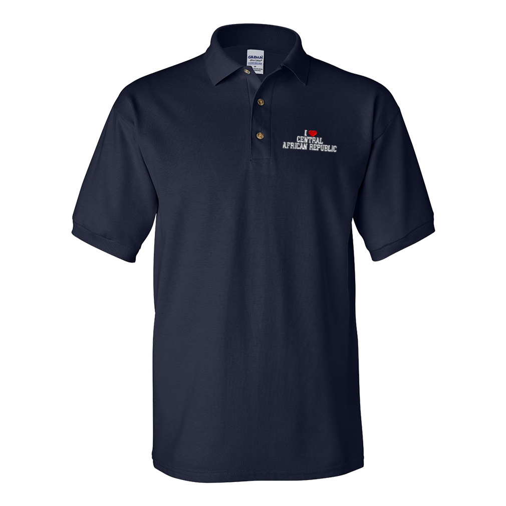 Polo Shirts for Men I Love Central African Republic Short Sleeves Golf Tees - Picture 8 of 11